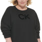 Calvin Klein Women's Velvet Logo French Terry Sweatshirt Black Size 2X