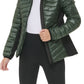 Calvin Klein Women's Hooded Mixed Media Puffer Jacket Green Size Medium