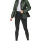 Calvin Klein Women's Hooded Mixed Media Puffer Jacket Green Size Medium