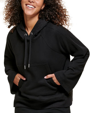 Calvin Klein Women's High Low Oversized Raglan Hoodie Black Size Large