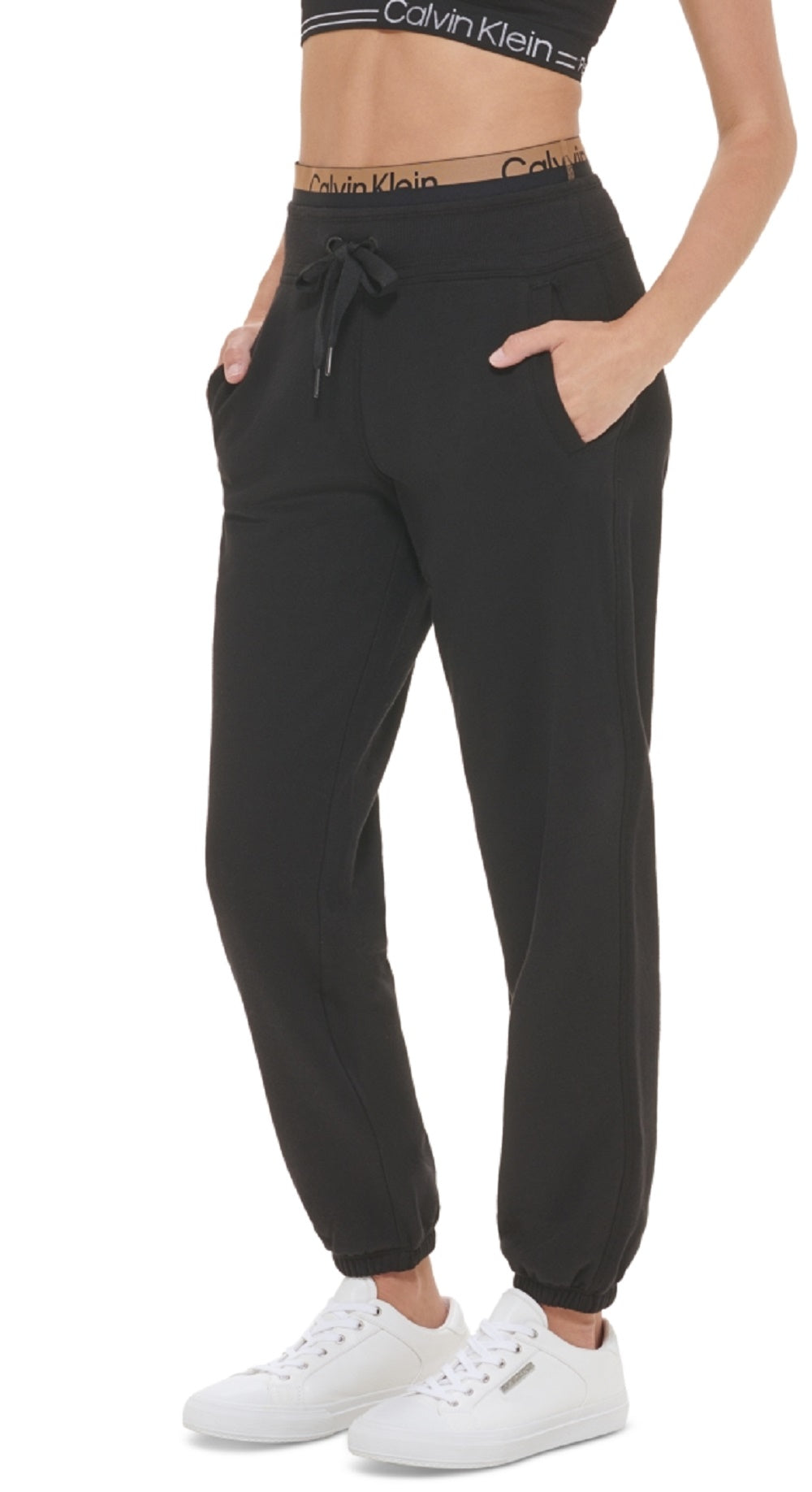Calvin Klein Women's Logo Elastic Sweatpant Jogger Black Size Small