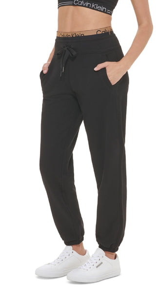 Calvin Klein Women's Logo Elastic Sweatpant Jogger Black Size Small