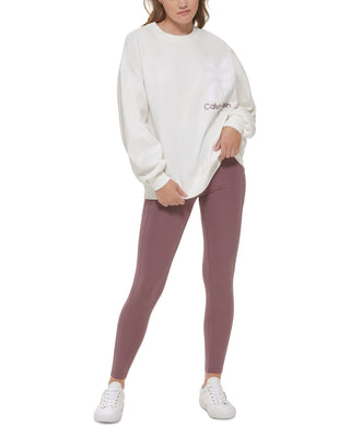 Calvin Klein Women's Sleeve Oversized Logo Sweatshirt Green Size S