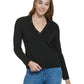 Calvin Klein Women's Sequin Trim V Neck Sweater Black Size Medium