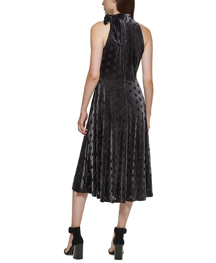 Calvin Klein Women's Velvet Midi Halter Dress Black Size 10