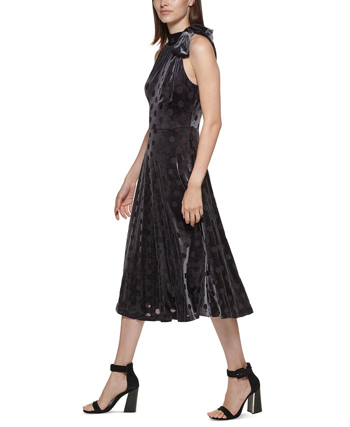 Calvin Klein Women's Velvet Midi Halter Dress Black Size 10