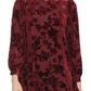 Calvin Klein Women's Burnout Velvet Balloon Sleeve Trapeze Dress Red Size Small