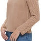 Calvin Klein Women's Cable Knit Sleeve Sweater Brown Size Large