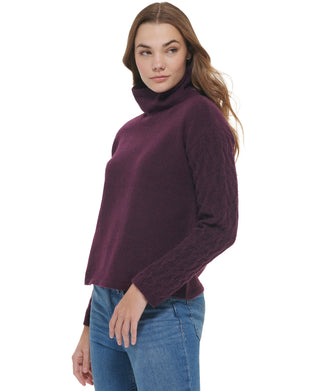 Calvin Klein Women's Cable Knit Sleeve Sweater Purple Size Medium