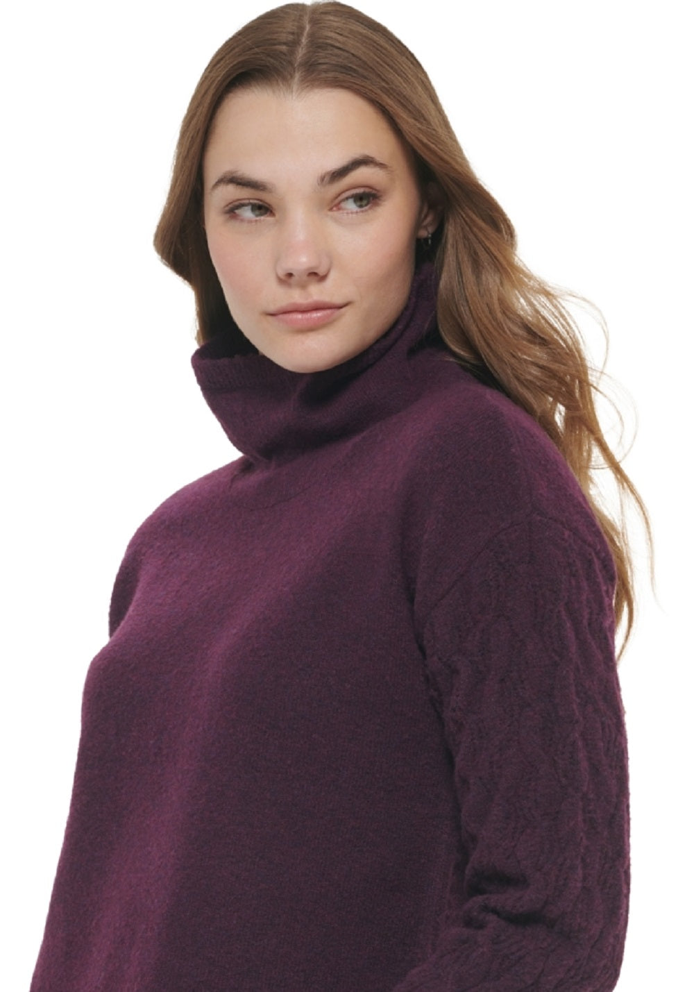 Calvin Klein Women's Cable Knit Sleeve Sweater Purple Size Medium
