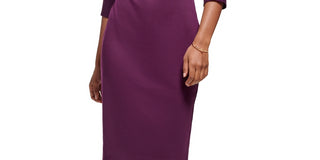 Calvin Klein Women's Boat Neck Sheath Dress Purple Size 10