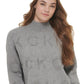Calvin Klein Women's Tonal Logo Mock Neck Sweater Gray Size Medium