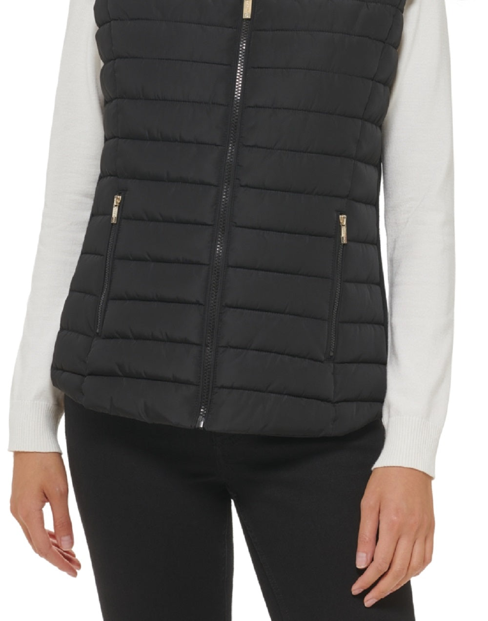 Calvin Klein Women's Sherpa Trim Puffer Vest Black Size Large