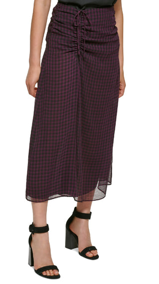 Calvin Klein Women's Check Print Midi Skirt Purple Size 4