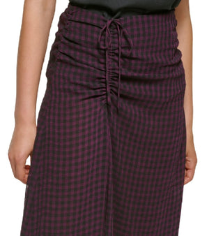 Calvin Klein Women's Check Print Midi Skirt Purple Size 4