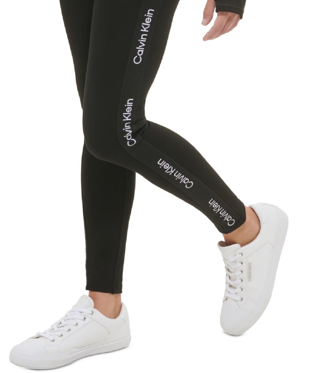 Calvin Klein Women's Minimal Logo Tape High Waist Full Length Leggings Black Size Large