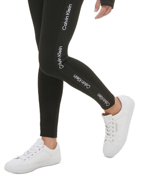 Calvin Klein Women's Minimal Logo Tape High Waist Full Length Leggings Black Size Large