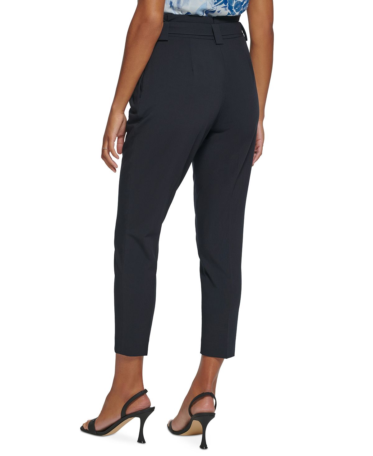 Calvin Klein Women's Belted Slim Leg Pants Blue Size 8 Petite