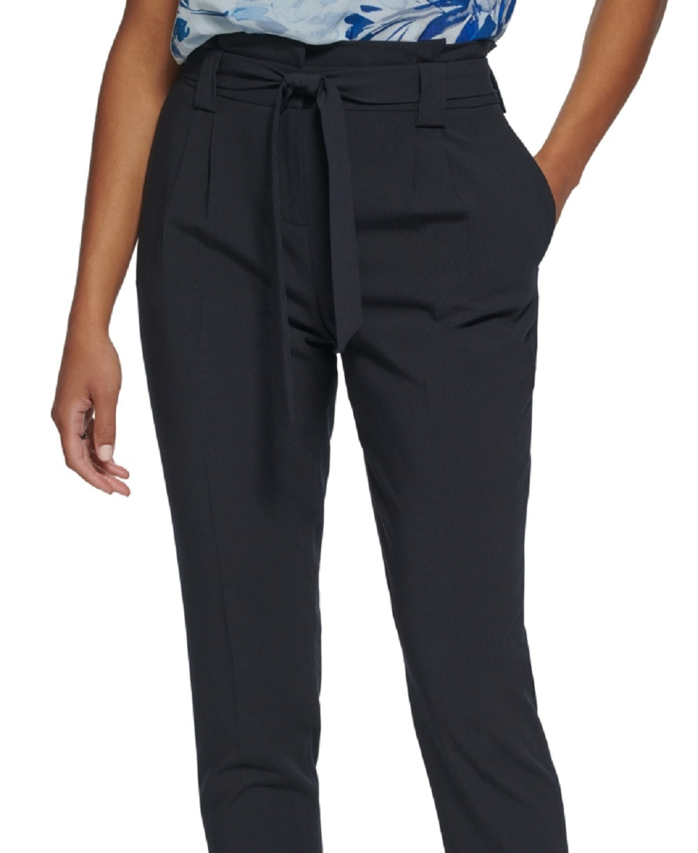 Calvin Klein Women's Belted Slim Leg Pants Blue Size 8 Petite