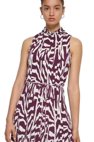 Calvin Klein Women's Printed Sleeveless Maxi Dress Purple Size Medium