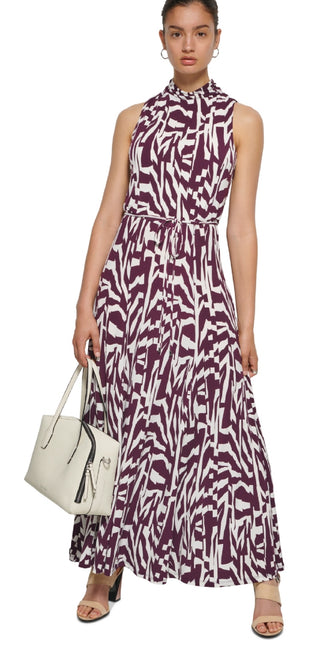 Calvin Klein Women's Printed Sleeveless Maxi Dress Purple Size Small