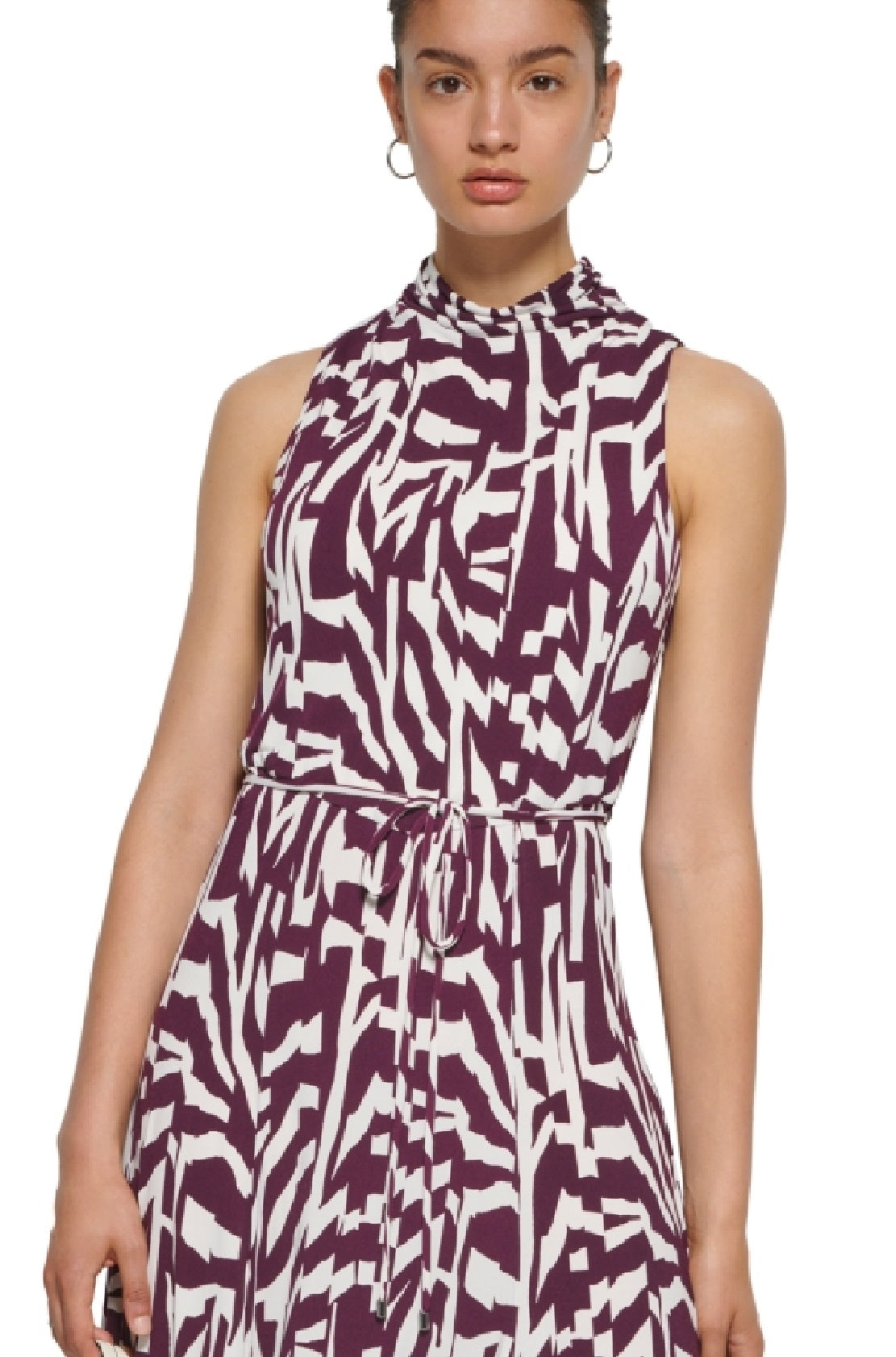 Calvin Klein Women's Printed Sleeveless Maxi Dress Purple Size Small