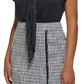 Calvin Klein Women's Cap Sleeve Tie Neck Blouse Blue Size Petite Medium