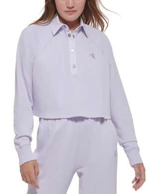 Calvin Klein Jeans Women's Cotton Polo Sweatshirt Purple Size Medium