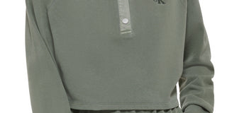 Calvin Klein Women's Cotton Polo Sweatshirt Green Size Medium