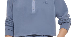 Calvin Klein Jeans Women's Cotton Polo Sweatshirt Blue Size Small