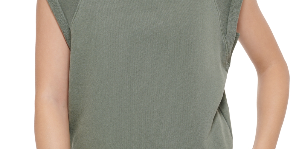 Calvin Klein Jeans Women's Sleeveless Cotton Sweatshirt Green Size Medium