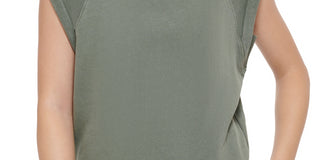 Calvin Klein Jeans Women's Sleeveless Cotton Sweatshirt Green Size Medium