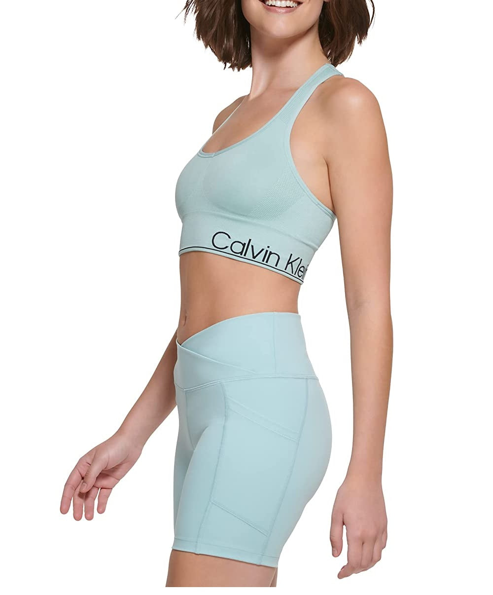 Calvin Klein Performance Women's Medium Impact Racerback Sports Bra Blue Size Large