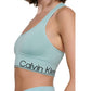 Calvin Klein Performance Women's Medium Impact Racerback Sports Bra Blue Size Large