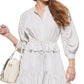 Calvin Klein Women's Tie Waist Ruched Sleeve Shirtdress White Size X-Small