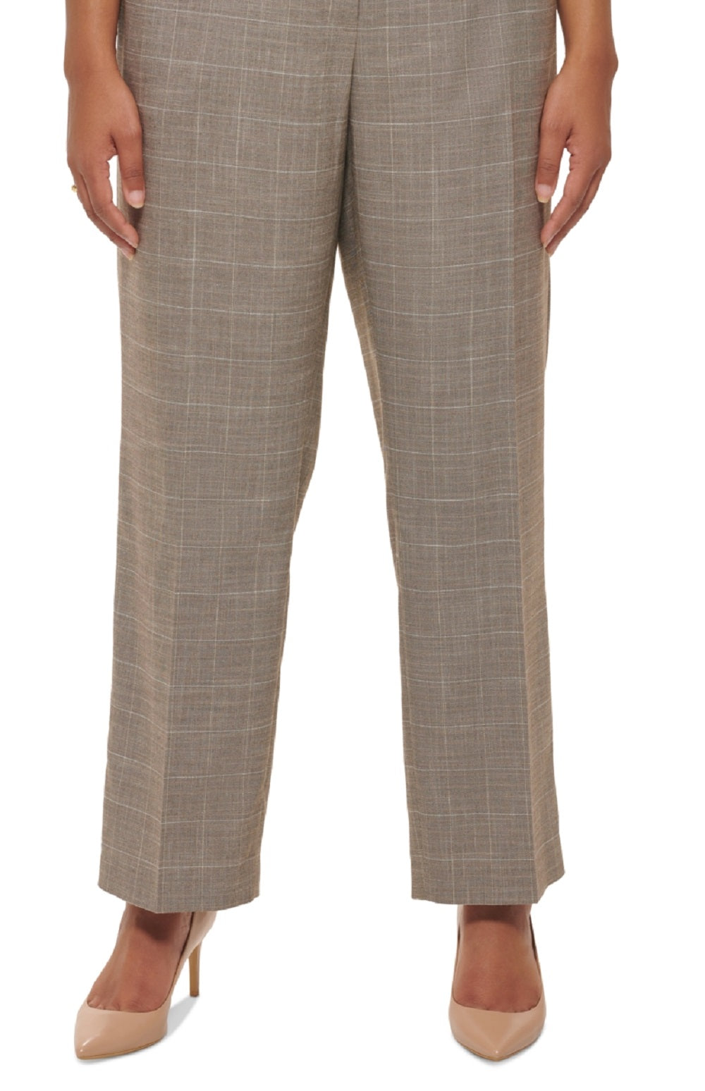 Calvin Klein Women's Mid Rise Modern Fit Pants Brown Size 18W