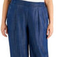 Calvin Klein Women's Denim Wide Leg Cropped Pants Blue Size 2X