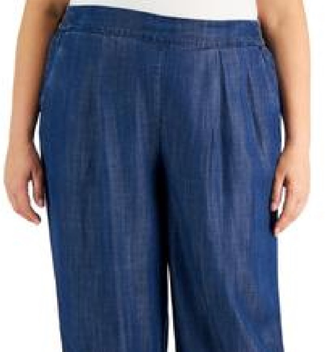 Calvin Klein Women's Denim Wide Leg Cropped Pants Blue Size 2X