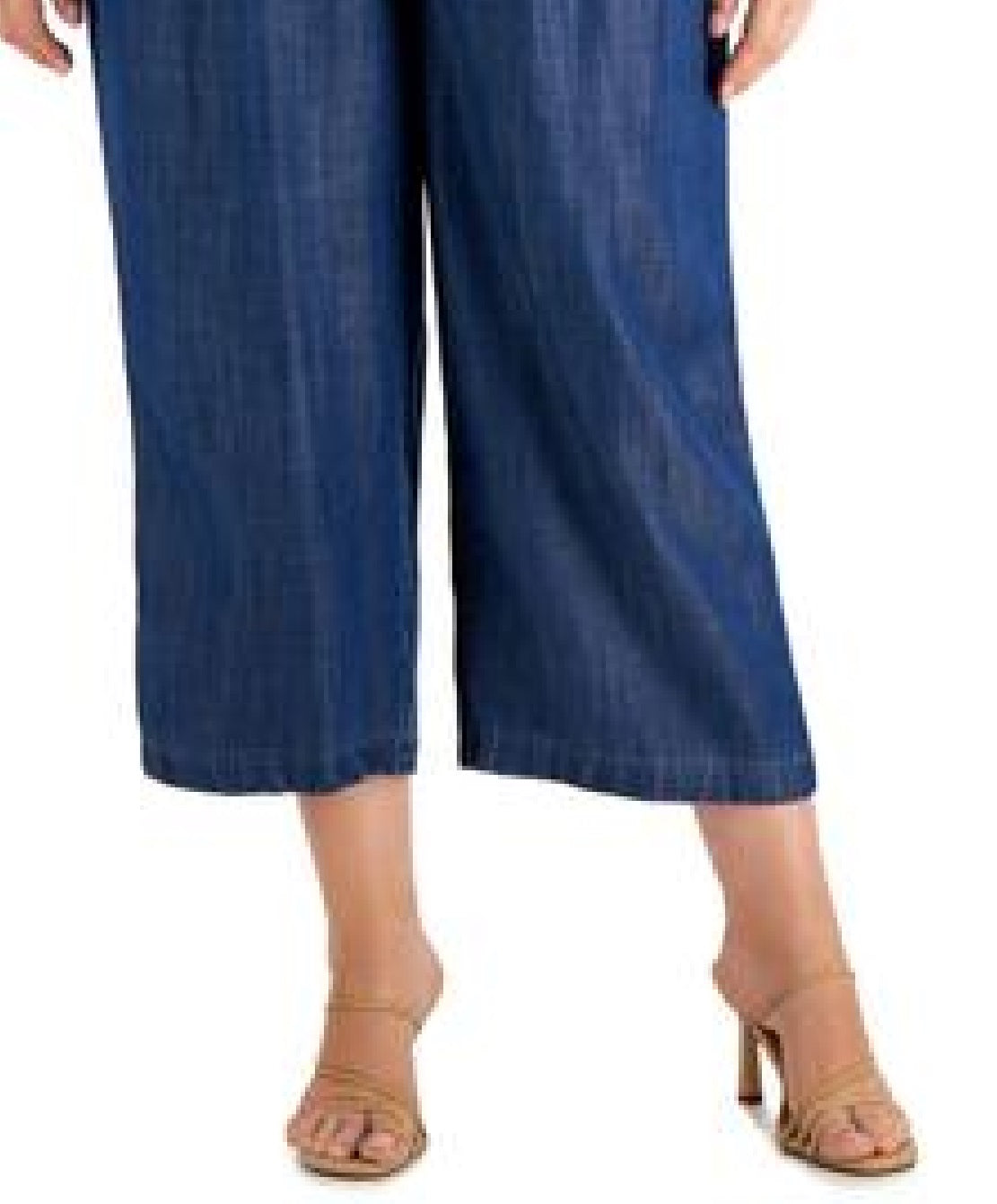 Calvin Klein Women's Denim Wide Leg Cropped Pants Blue Size 2X