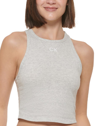 Calvin Klein Women's Racerback Crop Top Gray Size Large