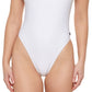 Calvin Klein Women's Low Back One Piece Logo Swimsuit White Size Medium