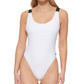 Calvin Klein Women's Low Back One Piece Logo Swimsuit White Size Medium