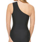 Calvin Klein Women's One Shoulder Starburst One Piece Swimsuit Black Size 8