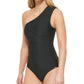 Calvin Klein Women's One Shoulder Starburst One Piece Swimsuit Black Size 8