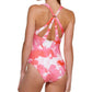 Calvin Klein Women's Tie Dye Strappy Back One Piece Swimsuit Pink Size 8