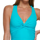 Calvin Klein Women's Strappy Back Plunge Neck One Piece Swimsuit Blue Size 8