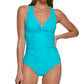 Calvin Klein Women's Strappy Back Plunge Neck One Piece Swimsuit Blue Size 8
