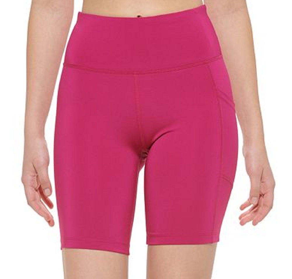 Calvin Klein Women's High Waist Side Pocket Bike Shorts Pink Size Large