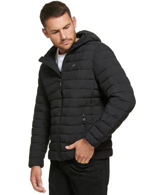 Calvin Klein Men's Hooded & Quilted Packable Jacket Black Size M