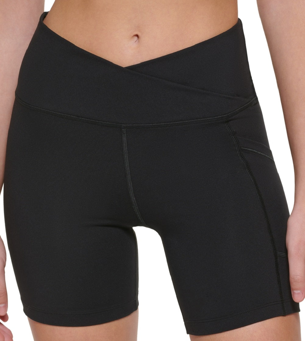 Calvin Klein Women's Crossover Waist Bike Shorts Black Size Large